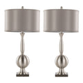 Joan 30" Contemporary Metal Table Lamp In Brushed Nickel With Grey Satin Shade From Grandview Gallery Set Of 2