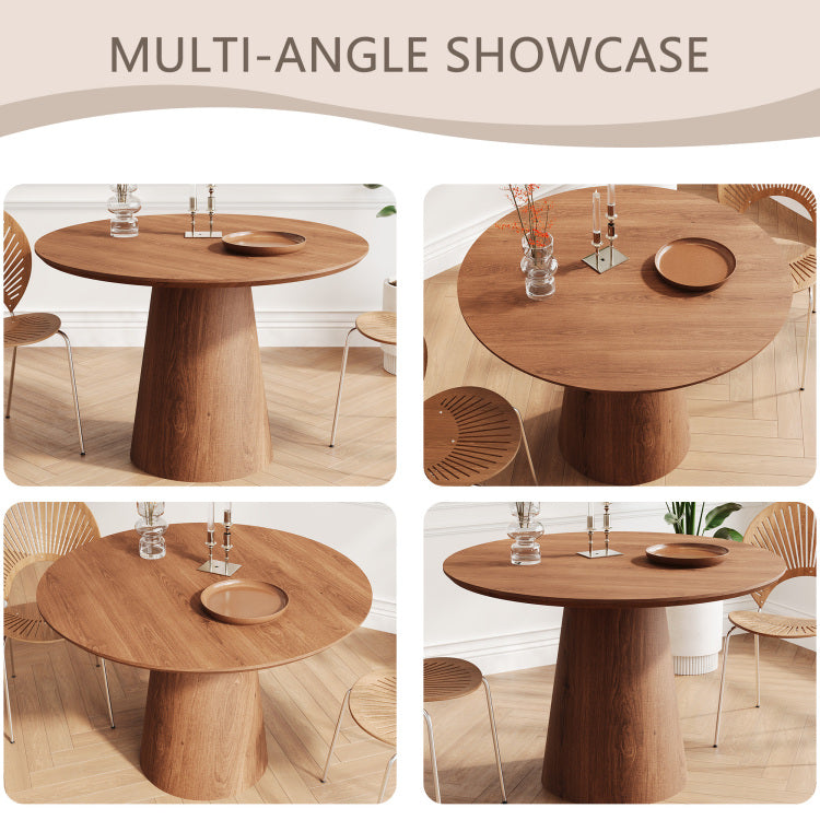 43 Inch Circular Dining Table, Modern Minimalist Round Table, Mdf Grain Dining Table, One Handle And Two Packs