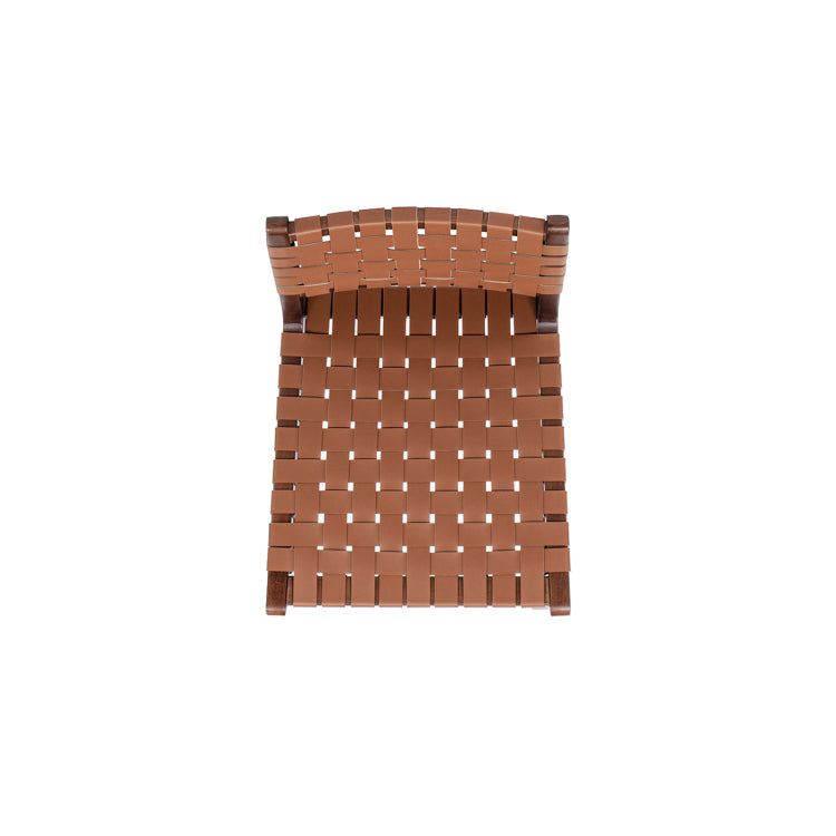 Andre 26" Woven Leather Counter Stool With Back, Pecan Brown Faux Leather