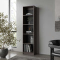 Stained Walnut Bookcase With Open Storage And 5 Shelves