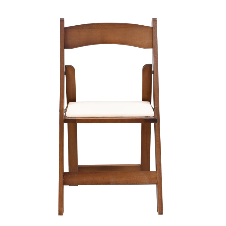 Upholstered Folding Chair, Space Saving, Easy To Carry, 4Pcs, Walnut Shelf Beige Cushion,Dining Room