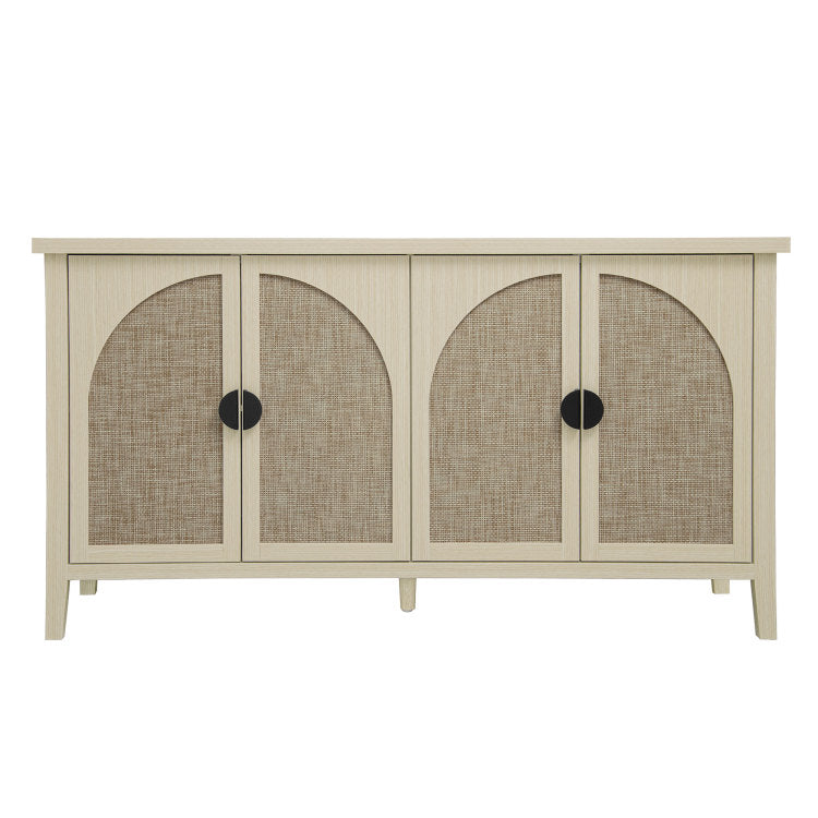 Rattan 4 Door Cabinet, Suitable For Bedroom, Living Room, Study