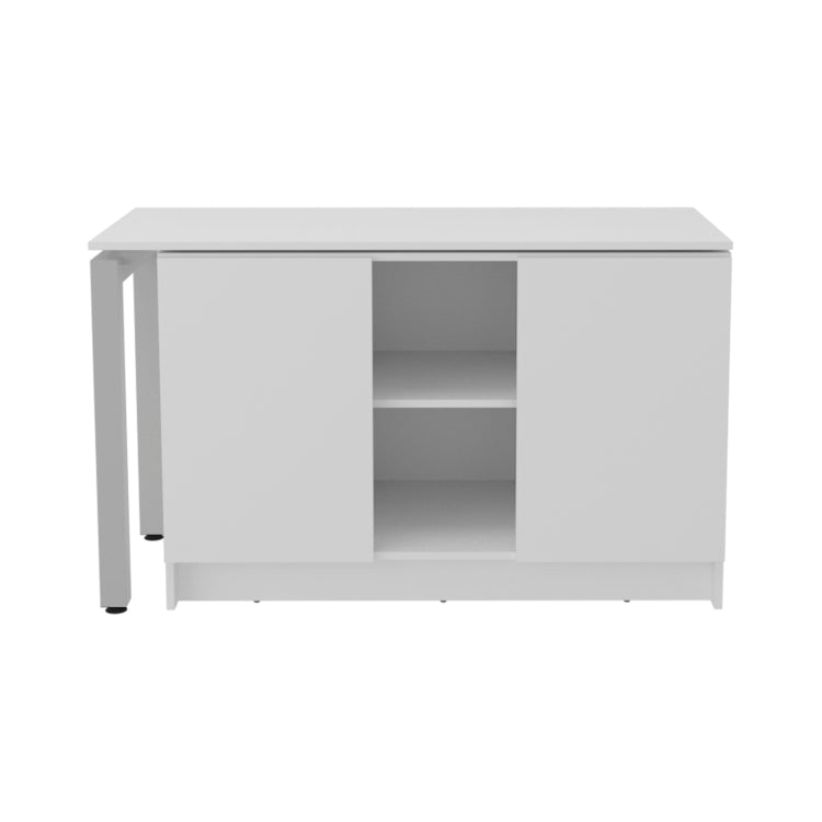 Alfie Rotable Desk 72 Inch Wide Or Compact, Adjustable Workstation In Two Directions With Storage Compartments, For Home Office Or Studio, White