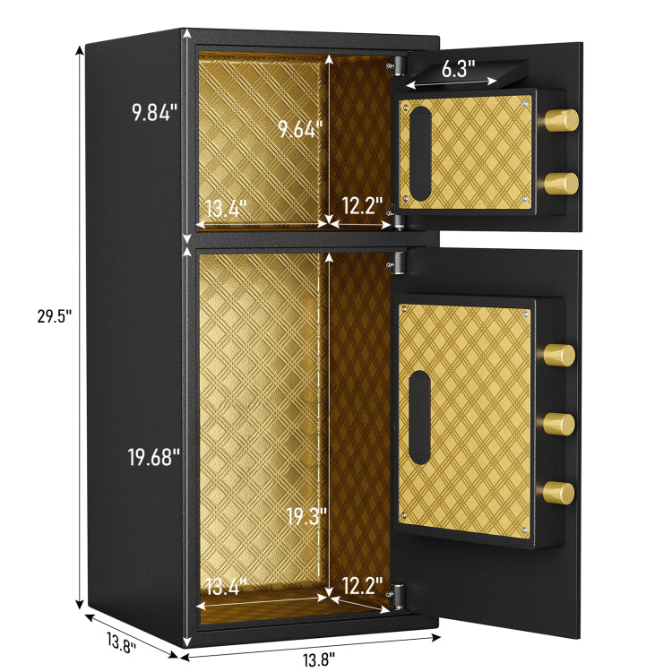 Large Double Door Coin Operated Safe,Digital Security Safe With Fireproof And Waterproof Bag,6.5 Cubic Feet Safe Box With Hidden Code Function For Home,Office And Hotel