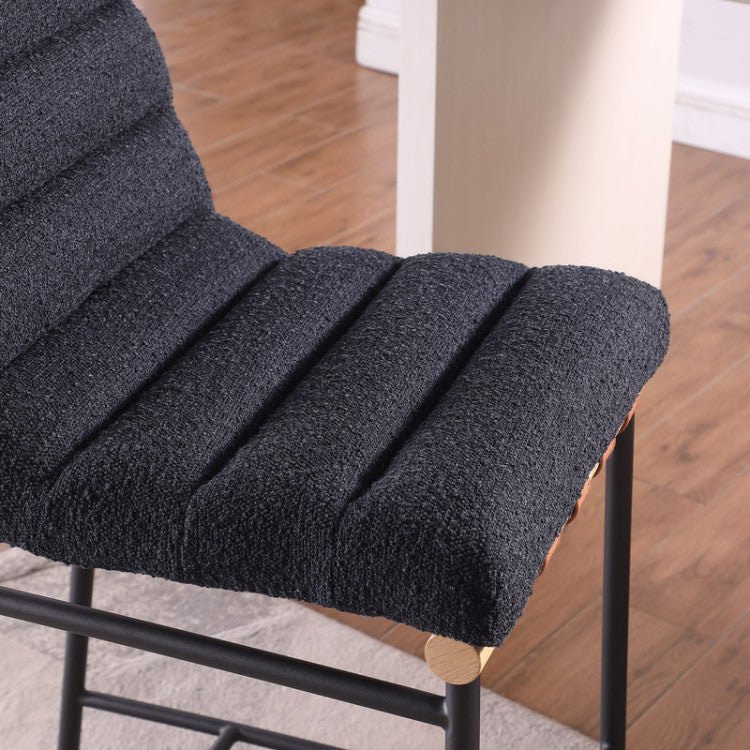 Liana 17.75"W Black Boucle Fabric Counter Height Chair