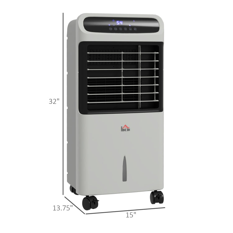 Homcom 32" Evaporative Air Cooler With 3.2 Gal Water Tank, 60 Oscillating, 3 In 1 Ice Cooling Fan, Portable Swamp Cooler With Humidifier For Home Office, 3 Modes, 3 Speeds, 12H Timer, Remote, Gray