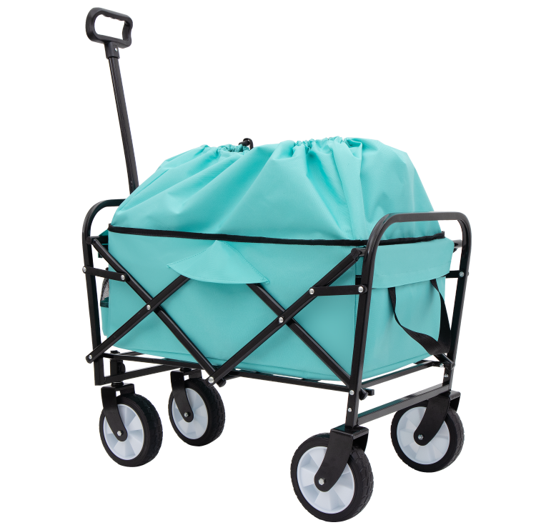 Minimeetall Multi Use Bag,Collapsible Foldable Wagon Cart Beach Wagon Heavy Duty Utility Cart Utility Wagon Grocery Cart For For Camping 3Pcs Plastic Liner Bag Cover , Blue
