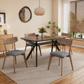 5 Pieces Upholstered Dining Set With Rubberwood Frame, Grey Walnut Black