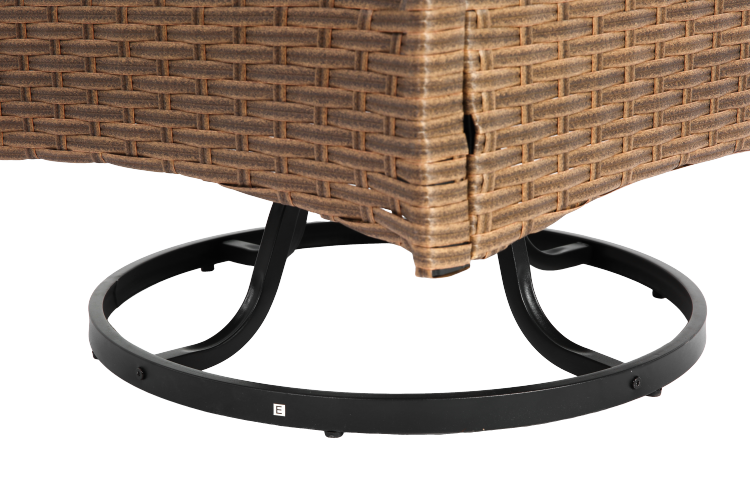 Outdoor Swivel Rocker Chairs Set 3 Piece With 1 Table And 2 Rocking & Swivel Chairs Support 350Lbs Brown Wicker Outdoor Furniture Patio Conversation Set