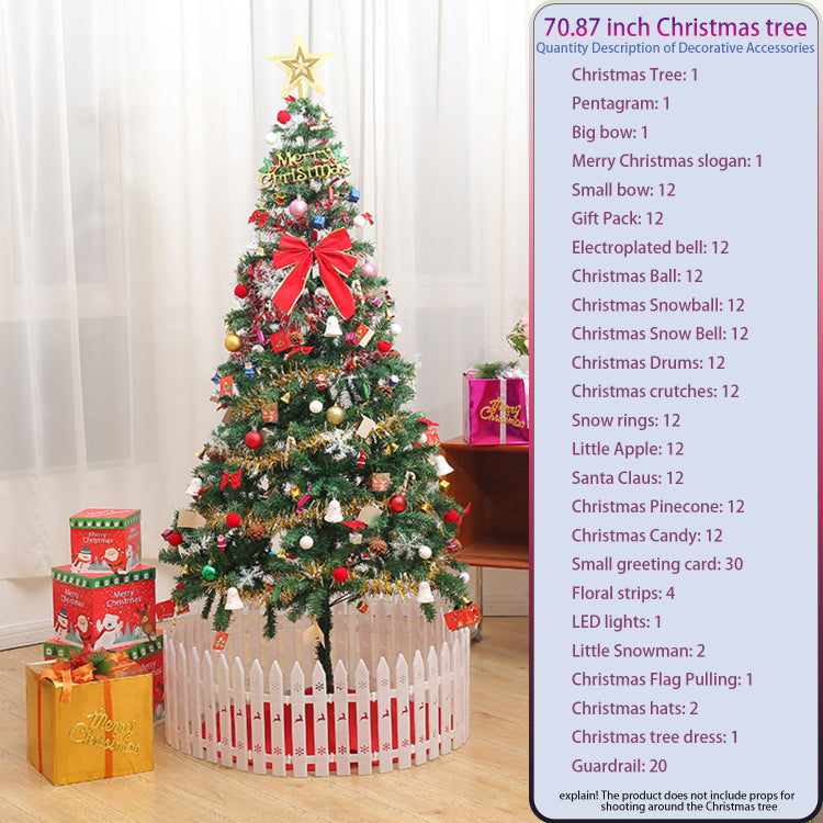 6Ft Artificial Christmas Tree With Led Energy Saving Lights, Including 195 Pendant Tree Skirts And Guardrails