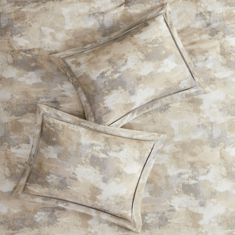 7 Piece Textured Cotton Blend Comforter Set Gray King