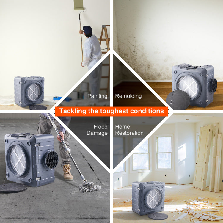Air Scrubber With 3 Stage Filtration, Stackable Negative Air Machine 550 Cfm, Air Cleaner With Merv10, Carbon, H13 Hepa, For Home, Industrial And Commercial Use
