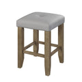 Transitional Counter Height Stools Set Of 2Pc, Oak Finish And Gray Synthetic Leather Seat Wooden Kitchen Dining Furniture