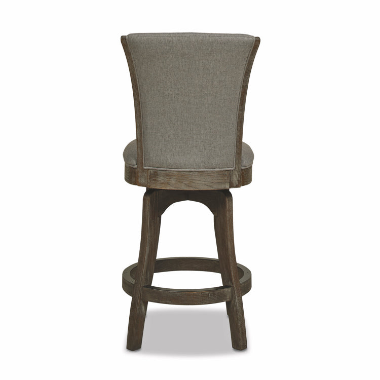 Henry 27" Armless Swivel Counter Height Bar Stool, Heathered Grey Linen