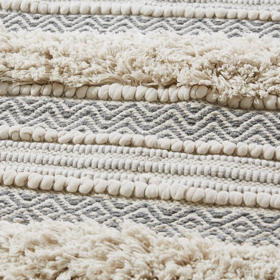 Woven Texture Stripe Bath Rug Grey 22X58"