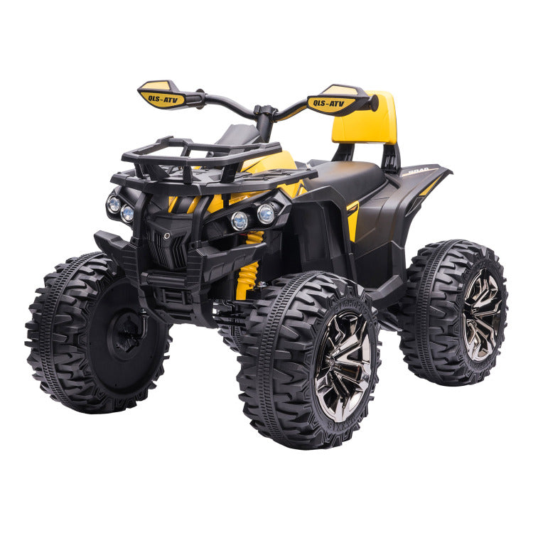 Aosom 12V Kids Atv Ride On Four Wheeler Toy Car With Music, Realistic Headlights, Wide Wheels, Rechargeable Battery Powered, For Boys And Girls, Yellow
