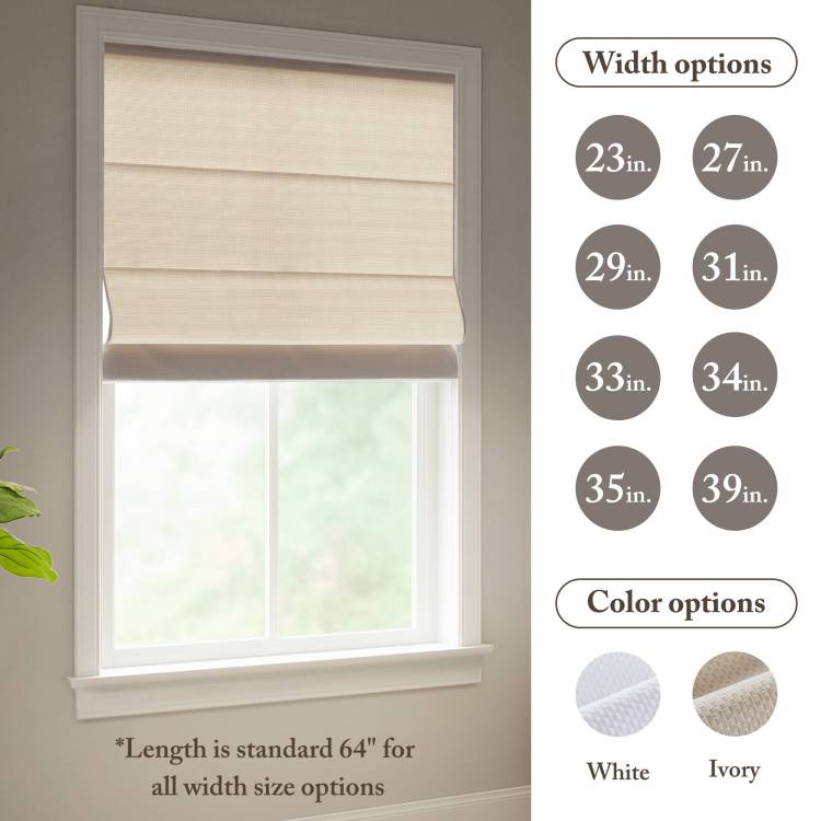 1Pc 39X64" Cordless Roman Blind Fabric