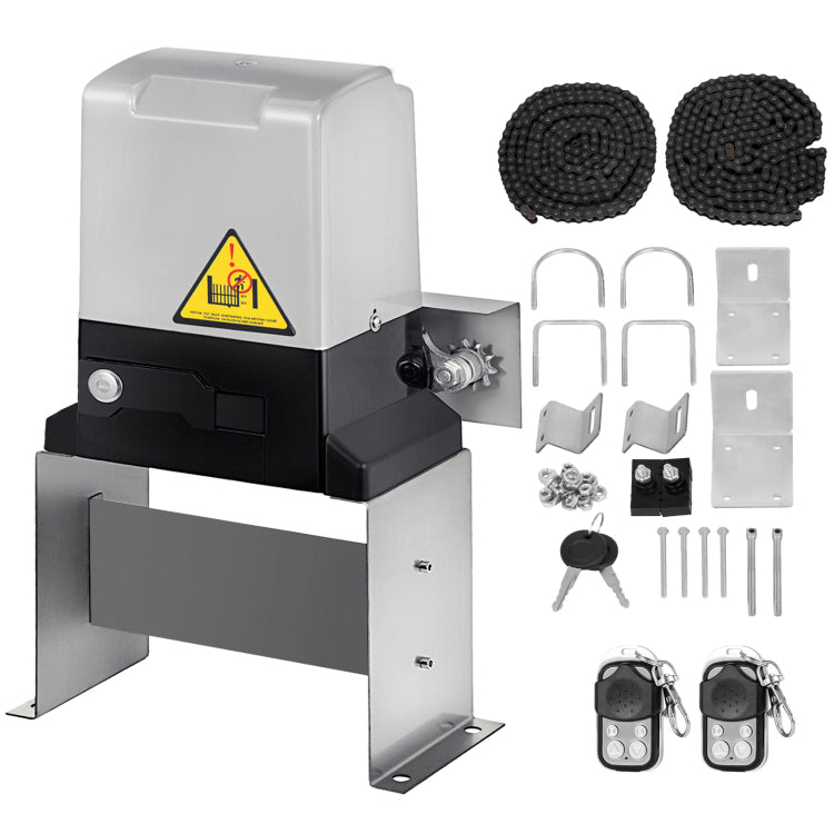 Automatic Sliding Gate Opener 1400Lbs With 2 Remote Controls, Gate Operator Hardware Kit For Security, Move Speed 40Ft Per Min, Electric Rolling Driveway Slide Gate Motor