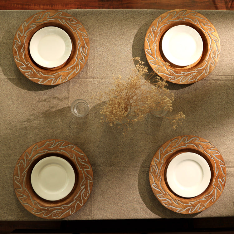 Handcrafted 13" Wood Charger Plate Wooden Dinning Placemat Artisan Wood Tableware