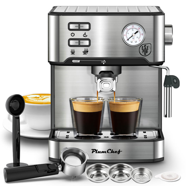 20 Bar Professional Espresso Machine With Milk Frother, Single & Double Shot, Ese Pod Compatible, Pressure Display, Removable Water Tank For Cappuccino, Latte, & Macchiato Home Barista Edition
