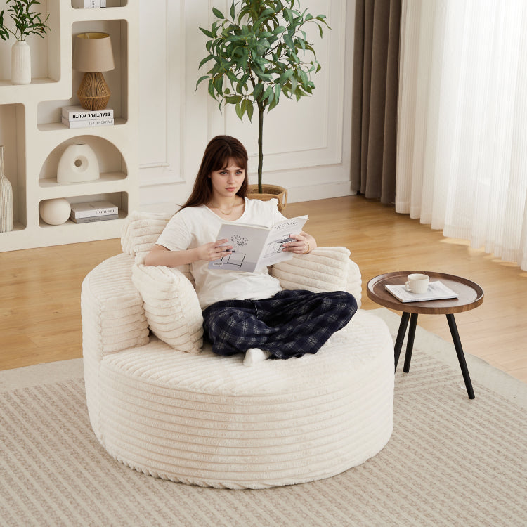 50"L Corduroy Sponge Single Sofa,No Assembly Required,Fluffy Modern Sleeper Chair For Living Room, Bedroom, Lounge And Projection Room Not A Swivel Chair
