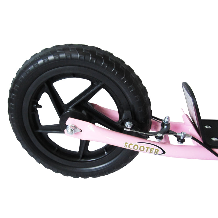Homcom Kick Scooter For Kids 5 12 Years Old, Big Wheel Kids Scooter With Adjustable Height Handlebar, Non Slip Footplate, Rear Brake, Pink