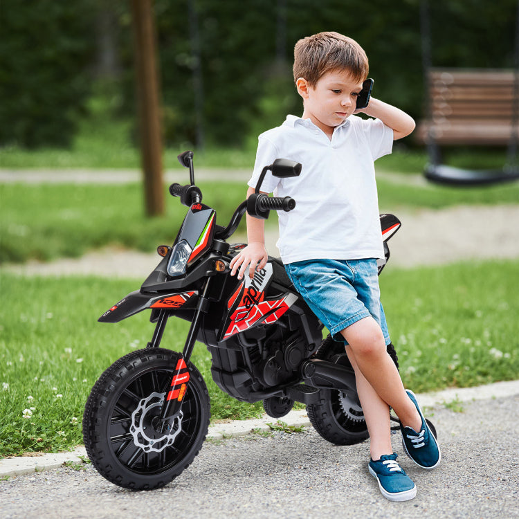 Qaba 12V Kids Motorcycle, Aprilia Licenced Electric Motorcycle For Kids With Training Wheels, Spring Suspension, Led Light, Usb, Music, Battery Powered Electric Dirt Bike For Boys Girls, Red