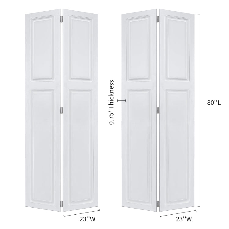 Dual 2Panel Cottagestyle Door 3 4" Thick 46 In. X 80 In. Solid Core White Finished Vinyl Bi Fold Door With Hardware Kit Total Width 92In, Height 80In