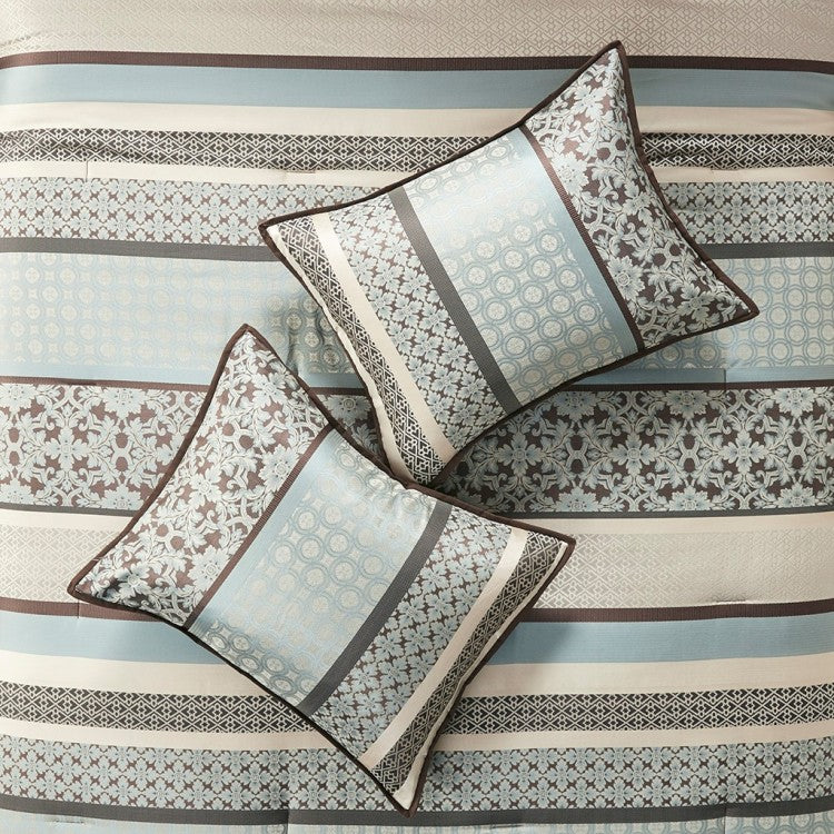 7 Piece Comforter Set Blue Queen