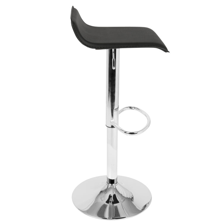 Contemporary Adjustable Barstool In Black Pu Leather Set Of 2