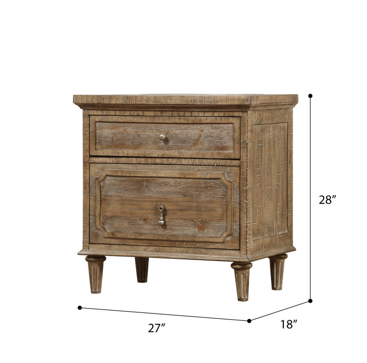Taupe 2 Drawer Nightstand