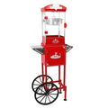 Popcorn Machine With Cart ,Wheels & 10 Oz Kettle Popcorn Maker Measuring 3 Plastic Spoon Home Theater Popcorn Machine Red