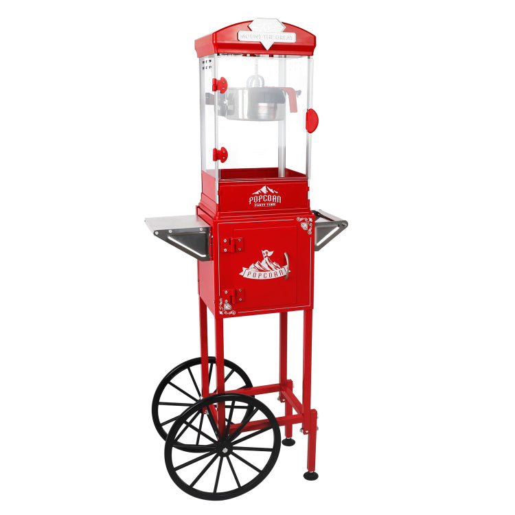 Popcorn Machine With Cart ,Wheels & 10 Oz Kettle Popcorn Maker Measuring 3 Plastic Spoon Home Theater Popcorn Machine Red