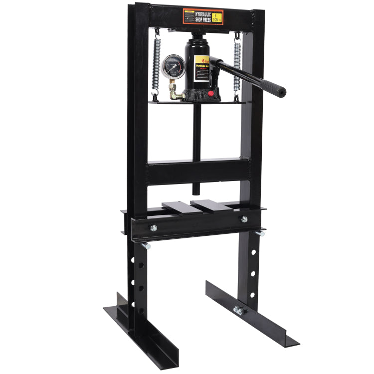6Ton Bottle Jack Shop Press With Gauge, Bend, Straighten, Or Press Parts, Install Bearings, U Joints, Bushings, Ball Joints, And Pulleys,Black