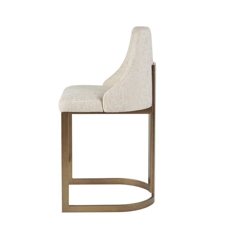 26"H Upholstered Counter Stool With Metal Base