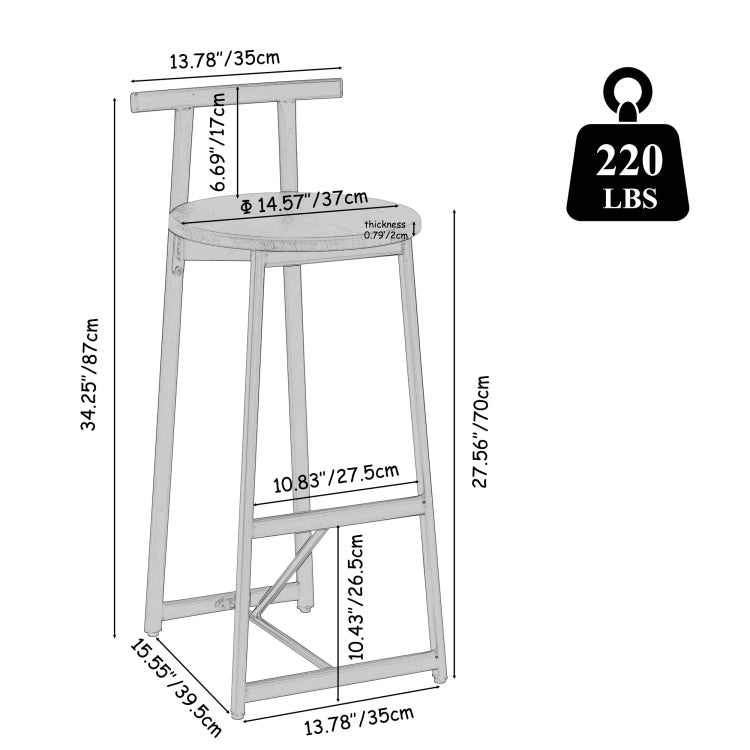 Bar Stools Kitchen Island Bar Chairs Set Of 3 Metal Counter Barstools With Backrest For Dining Pub Room Black & White
