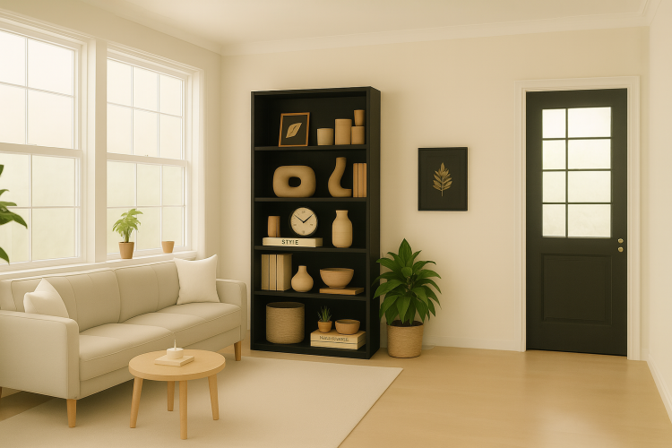 5 Tier Bookshelves Storage Cabinet Black
