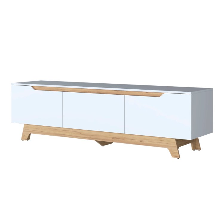 White And Natural Oak Entertainment Center With 2 Door