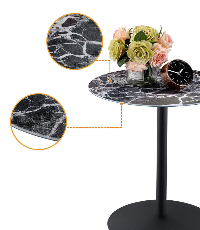 Cirillo 17.5"W End Table With Black Marble Textured Top
