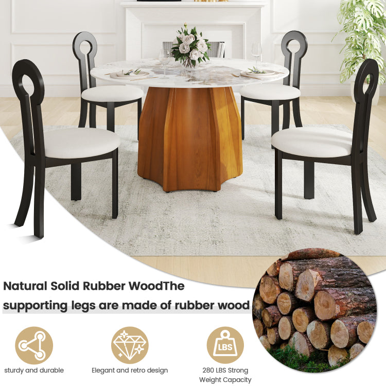 Vintage Rubber Solid Wood Dining Chair, Sheep Plush Dining Chair, Armless Dining Chair, Suitable For Small Home Dressing Room Model Room, Black Set Of 2