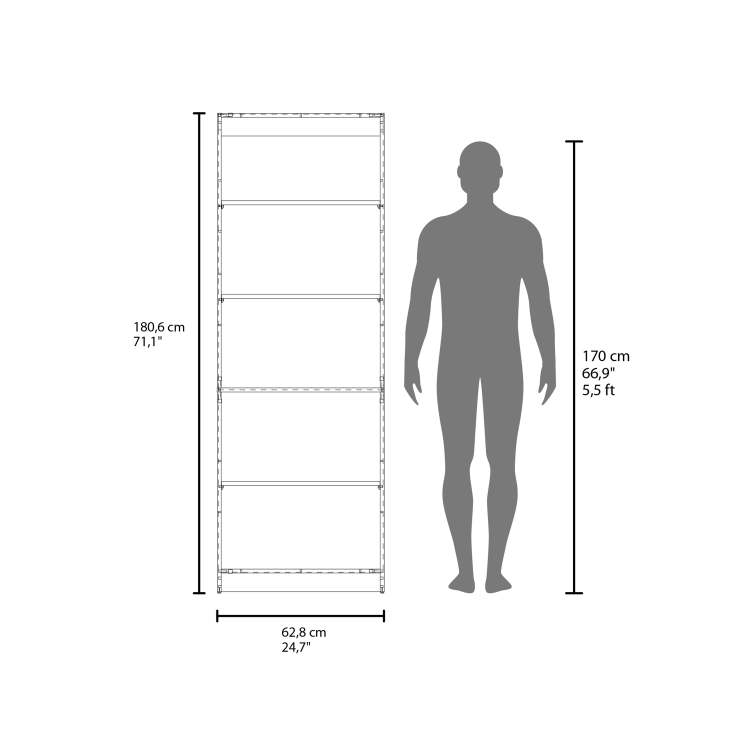 Natural Oak And White 5 Shelf Bookcase With Open Storage