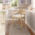 Americana Mid Century Modern 26" Cane Back Counter Stool, Ivory White Boucle