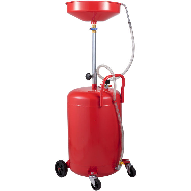 Waste Oil Drain Tank 20 Gallon Portable Oil Drain Air Operated Drainer Oil Change, Oil Drain Container, Fluid Fuel Transfer Drainage Adjustable Funnel Height, With Wheel For Easy Oil Removal