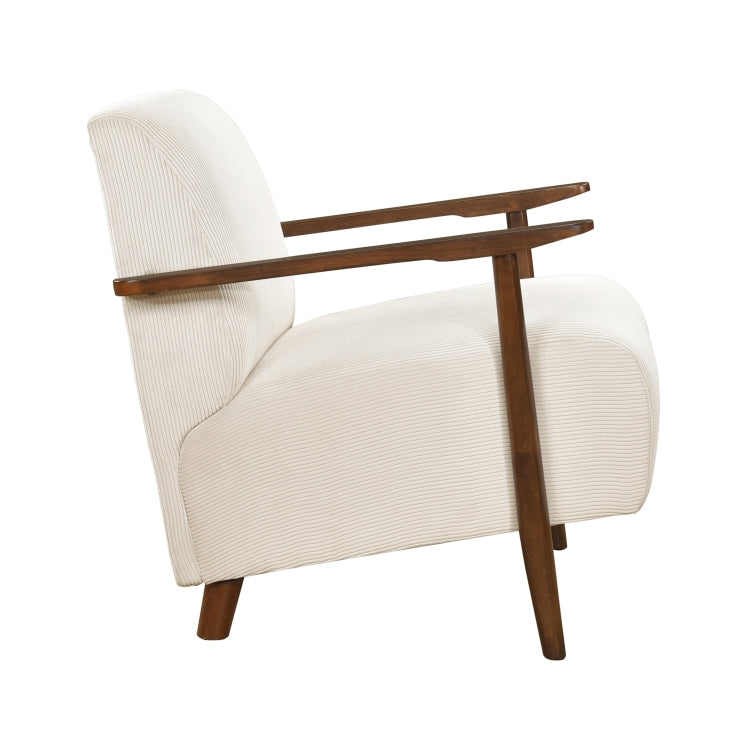 Modern Design 1Pc Accent Chair Beige Corduroy Seat Cushions Solid Wood Living Room Furniture