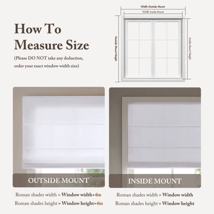 1Pc 33X64" Cordless Roman Blind Fabric