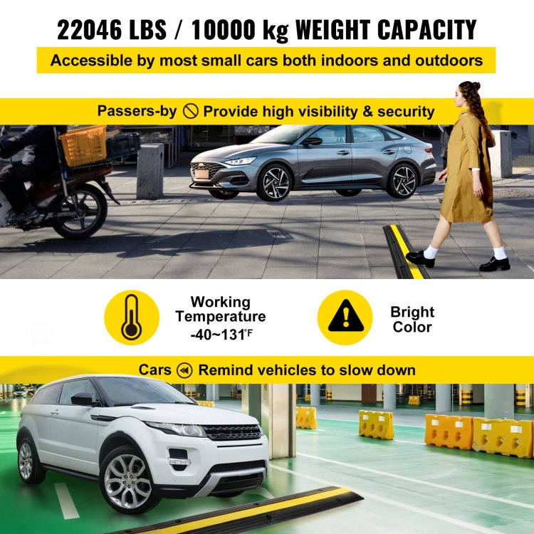 4 Pack Of 1 Channel Rubber Cable Protector Ramps Heavy Duty 22046Lbs Load Capacity Cable Wire Cord Cover Ramp Speed Bump Driveway Hose Cable Ramp Protective Cover