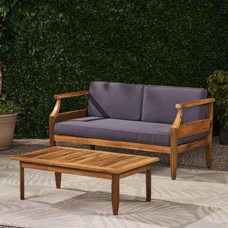 Aston Outdoor 4 Seater Chat Set With Cushions Loveseat & Coffee Table &Club Chair