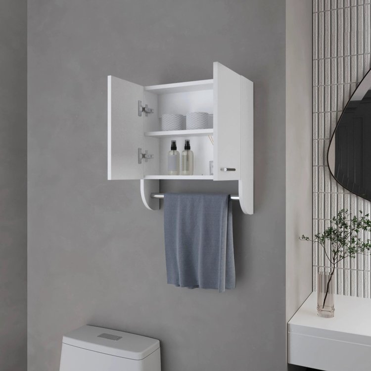 White Medicine Cabinet With Towel Bar