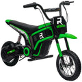 Aosom Electric Dirt Bike With Twist Grip Throttle, 24V 350W Off Road Electric Motorcycle, Up To 15 Mph With Brake, Music Horn, Rear Suspension For Ages 13 Years, Green