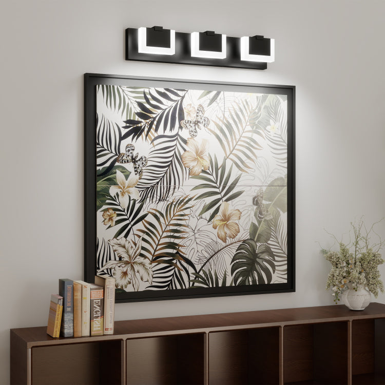 3 Lights Modern Black Vanity Light Up And Down Black Led Vanity Light Fixtures Bathroom Wall Light Over Mirror 6000K